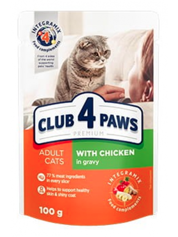 CLUB 4 PAWS FOR ADULT CATS WITH CHICKEN IN GRAVY - 100G