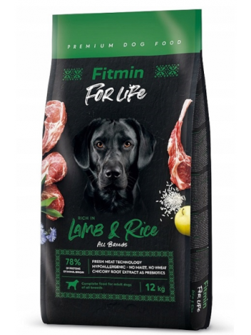 FITMIN DOG FOR LIFE ADULT LAMB & RICE - 12KG