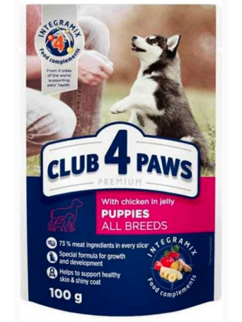 CLUB 4 PAWS FOR DOG PUPPIES WITH CHICKEN IN JELLY - 100G x 6