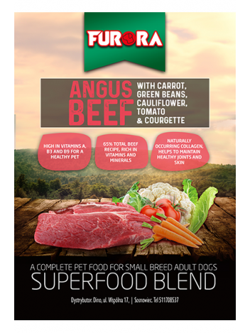 FURORA SUPERFOOD DLA PSÓW MAŁYCH RAS 65% MIĘSA WOŁOWEGO - 12KG