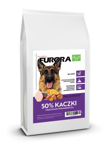 FURORA BEZ ZBÓŻ RASA DUŻA I ŚREDNIA 50% KACZKI - 24KG (12KGx2)