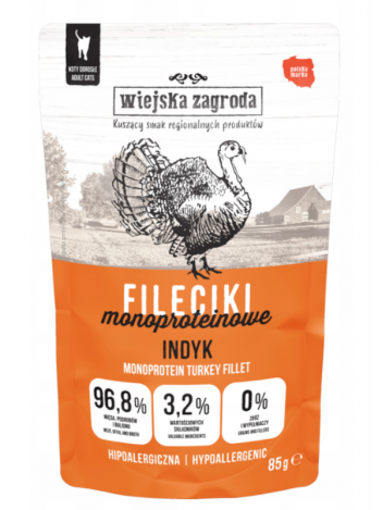 WIEJSKA ZAGRODA KOT FILECIKI Z INDYKA - 85G
