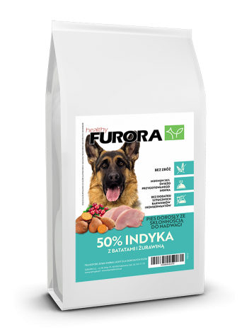 FURORA BEZ ZBÓŻ RASA DUŻA I ŚREDNIA LIGHT 50% INDYKA - 24KG (12KGx2)