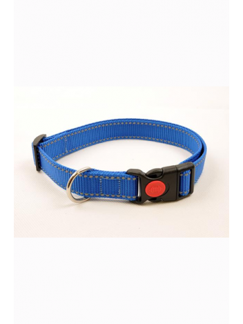 DINO OBROŻA TAŚMA Z ZAPIĘCIEM 25MM/40-70CM ODBLASKOWA NIEBIESKA
