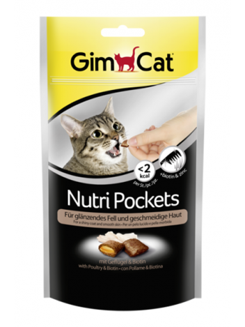 GIMCAT NUTRI POCKETS POULTRY + BIOTIN 60G