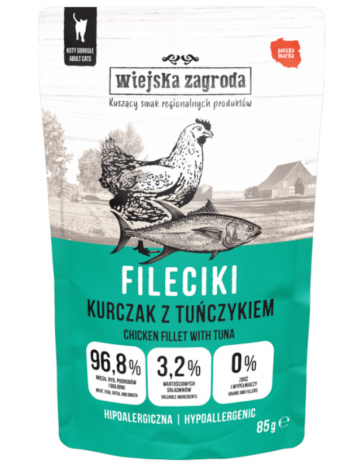 WIEJSKA ZAGRODA KOT FILECIKI KURCZAK Z TUŃCZYKIEM - 85G x 12