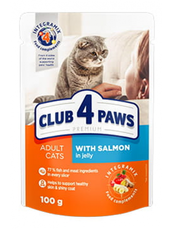 CLUB 4 PAWS ADULT CATS WITH SALMON IN JELLY - 100G
