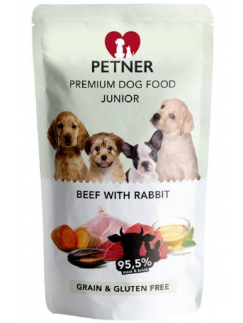 PETNER POUCH FOR JUNIOR DOGS BEEF WITH RABBIT - 500G x 5