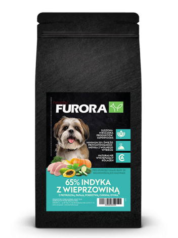 FURORA SUPERFOOD RASA MAŁA Z NADWAGĄ 65% INDYKA Z WOLNEGO WYBIEGU I WIEPRZOWINY - 2KG