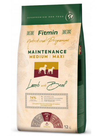 FITMIN MEDIUM/MAXI MAINTENANCE LAMB&BEEF - 12KG