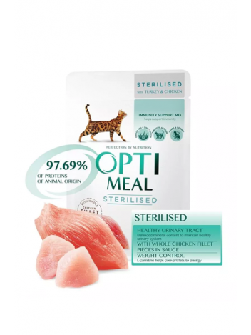 OPTIMEAL STERILISED INDYK I KURCZAK W SOSIE - 85G x 6