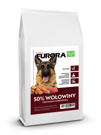 FURORA BEZ ZBÓŻ RASA DUŻA I ŚREDNIA 50% WOŁOWINY - 6KG