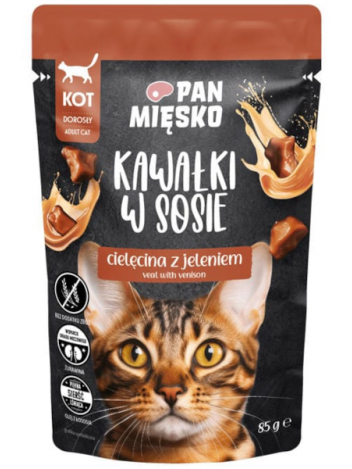 PAN MIĘSKO KOT KAWAŁKI W SOSIE CIELĘCINA Z JELENIEM - 85G