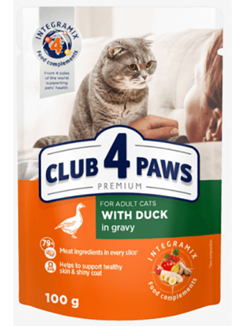 CLUB 4 PAWS ADULT CATS WITH DUCK IN GRAVY - 100G