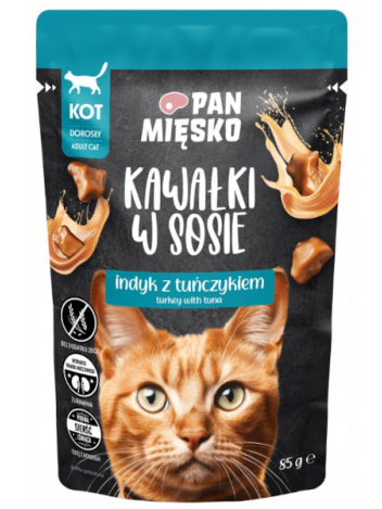 PAN MIĘSKO KOT KAWAŁKI W SOSIE INDYK Z TYŃCZYKEIM - 85G