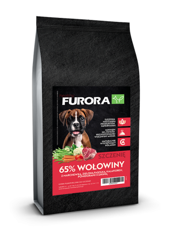 FURORA SUPERFOOD SZCZENIAK RASA DUŻA I ŚREDNIA 65% WOŁOWINY ANGUS - 6KG