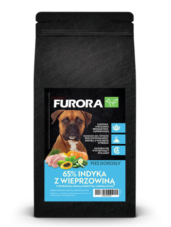 FURORA SUPERFOOD RASA DUŻA I ŚREDNIA 65% INDYKA Z WOLNEGO WYBIEGU I WIEPRZOWINY - 2KG