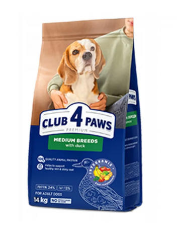 CLUB 4 PAWS ADULT DLA RAS ŚREDNICH Z KACZKĄ - 14KG