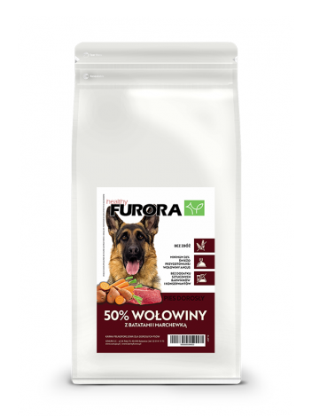 FURORA BEZ ZBÓŻ RASA DUŻA I ŚREDNIA 50% WOŁOWINY - 2KG