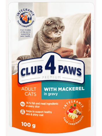 CLUB 4 PAWS ADULT CATS WITH MACKEREL IN GRAVY - 100G