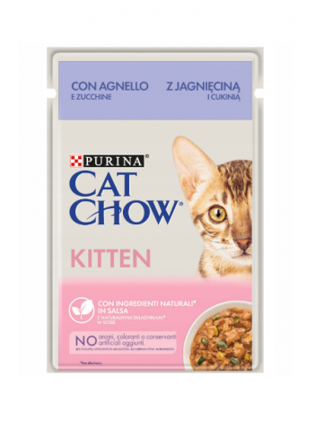PURINA CAT CHOW KITTEN Z JAGNIĘCINĄ I CUKINIĄ W SOSIE - 85G