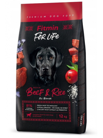 FITMIN DOG FOR LIFE ADULT BEEF & RICE - 12KG