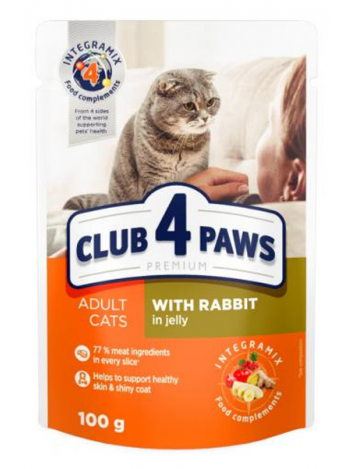 CLUB 4 PAWS ADULT CATS WITH RABBIT IN JELLY - 100G x 6