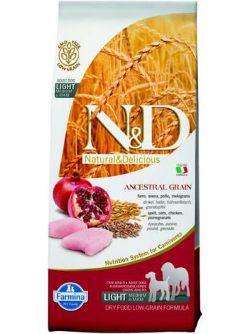 FARMINA N&D LOW GRAIN CHICKEN & POMEGRANATE LIGHT MEDIUM/MAXI - 24KG (12KGx2)
