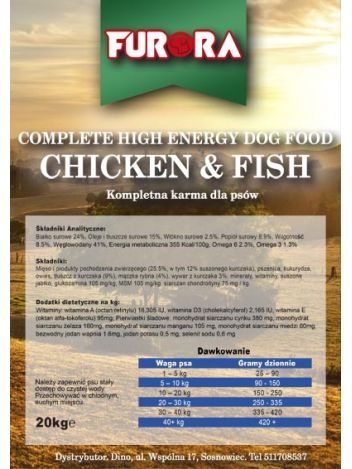 FURORA HIGH ENERGY CHICKEN & FISH - 40KG (20KGx2)
