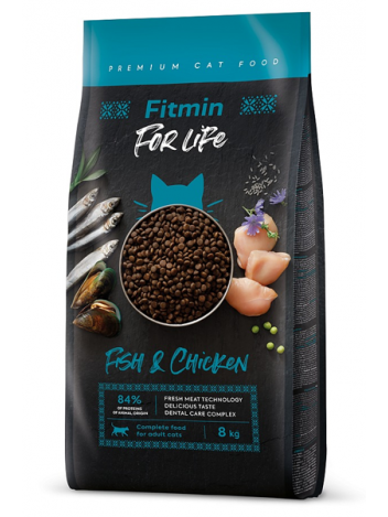 FITMIN FOR LIFE CAT ADULT FISH & CHICKEN - 8KG