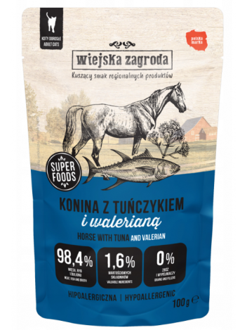 WIEJSKA ZAGRODA KOT KONINA Z TUŃCZYKIEM I WALERIANĄ - 100G