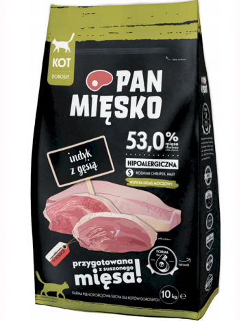 PAN MIĘSKO KOT INDYK Z GĘSIĄ S - 10KG