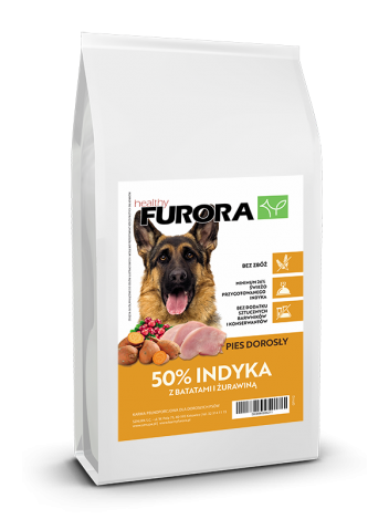 FURORA BEZ ZBÓŻ RASA DUŻA I ŚREDNIA 50% INDYKA - 24KG (12KGx2)