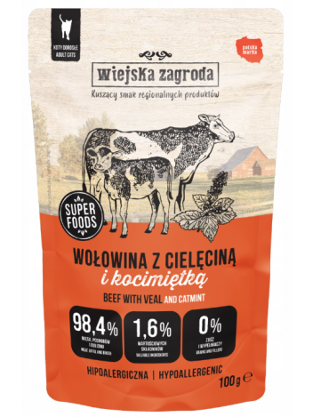 WIEJSKA ZAGRODA KOT WOŁOWINA Z CIELĘCINA I KOCIMIĘTKA - 100G