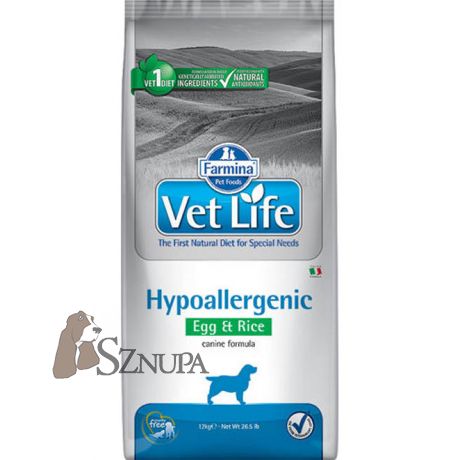 FARMINA VET LIFE HYPOALLERGENIC DOG EGG & RICE - 12KG