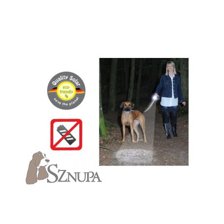 PATENTO PET SMYCZ CZARNA ODBLASKOWA - Z CZERWONĄ LATARKĄ SOLARNĄ