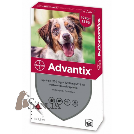 BAYER ADVANTIX DLA PSÓW 10 - 25KG - 2,5ML x 4 SZT