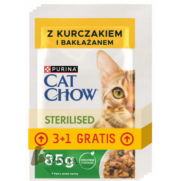 PURINA CAT CHOW STERYLIZED Z KURCZAKI I BAKŁAŻANEM - 85G x 4