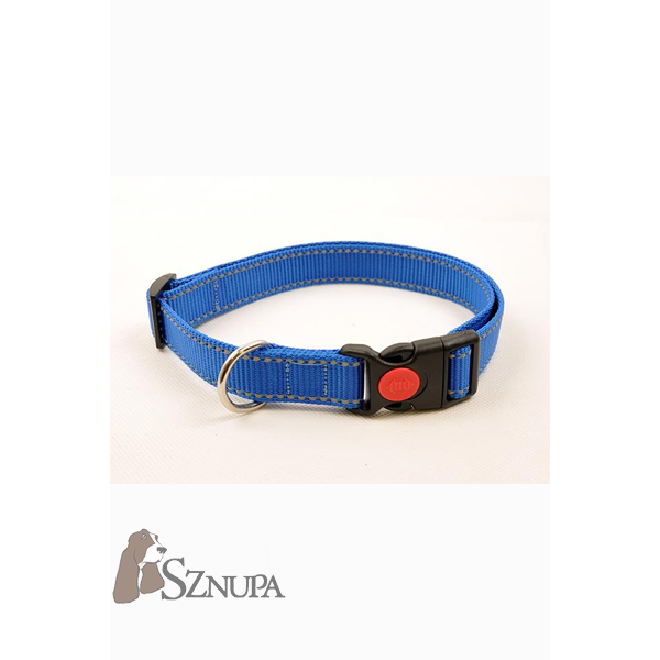 DINO OBROŻA TAŚMA Z ZAPIĘCIEM 25MM/40-70CM ODBLASKOWA NIEBIESKA