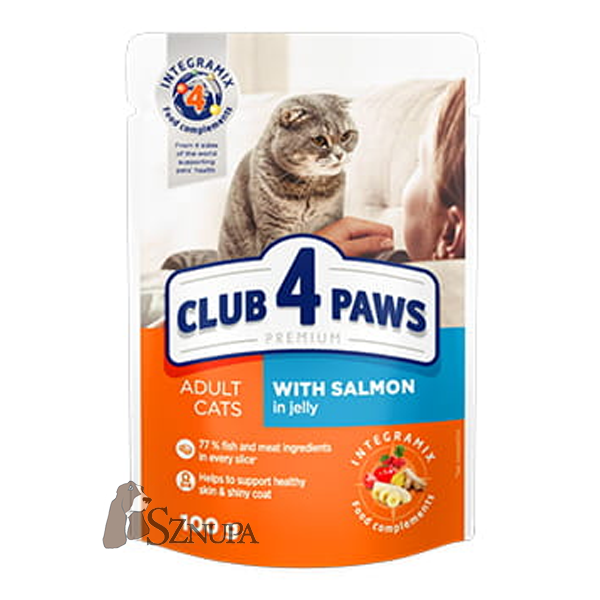 CLUB 4 PAWS ADULT CATS WITH SALMON IN JELLY - 100G