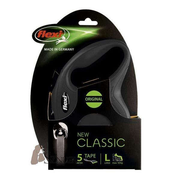 FLEXI NEW CLASSIC L TAŚMA 5 METRÓW - CZARNA