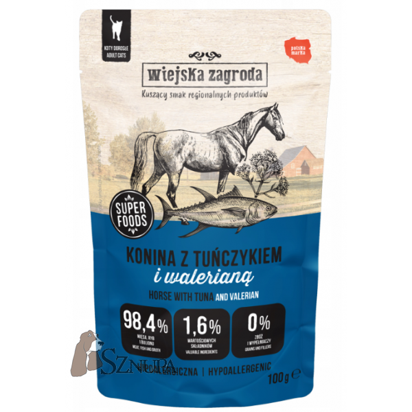 WIEJSKA ZAGRODA KOT KONINA Z TUNCZYKIEM I WALERIANĄ - 100G x 12