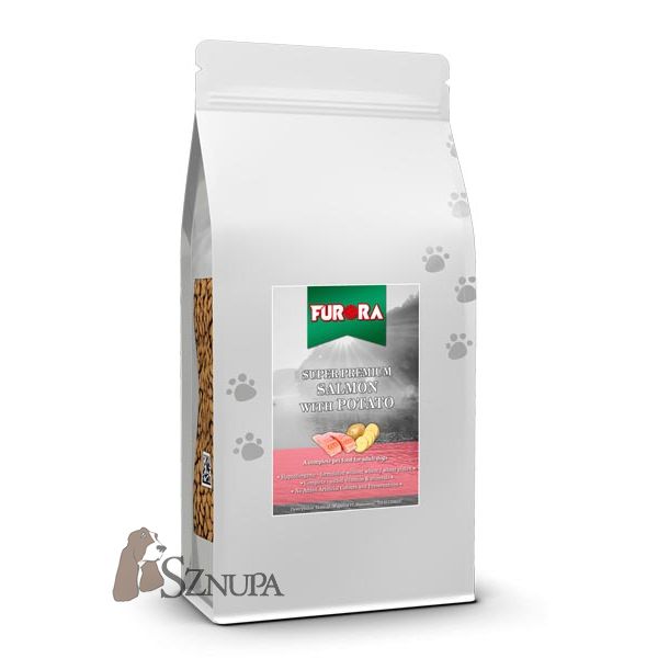 FURORA SUPER PREMIUM RASA DUŻA I ŚREDNIA ŁOSOŚ Z ZIEMNIAKAMI - 24KG (12KGx2)