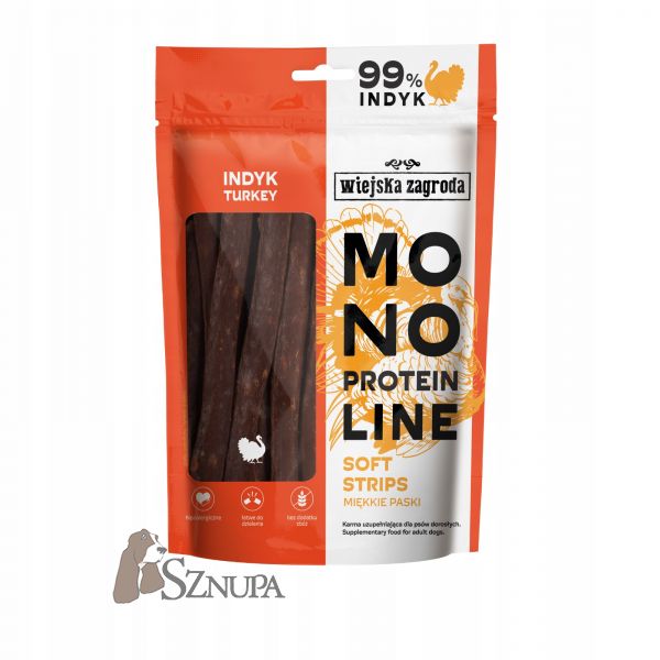 WIEJSKA ZAGRODA MONOPROTEINOWE MIĘKKIE PASKI INDYK 100G (15szt)