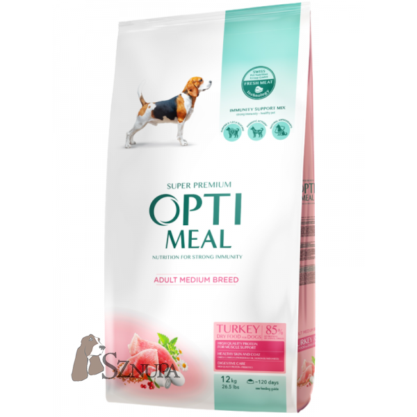 OPTIMEAL SUPER PREMIUM PIES DOROSŁY ŚREDNIEJ RASY Z INDYKIEM - 12KG