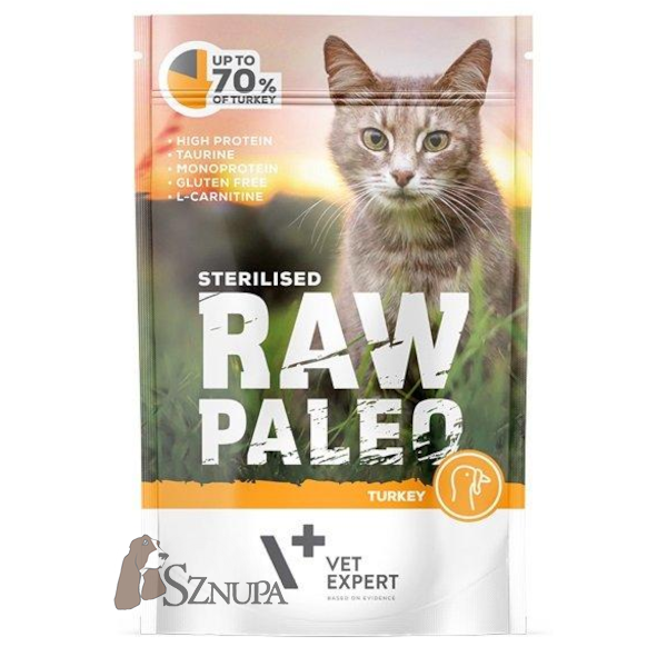 VET EXPERT RAW PALEO STERILISED CAT TURKEY - 100G