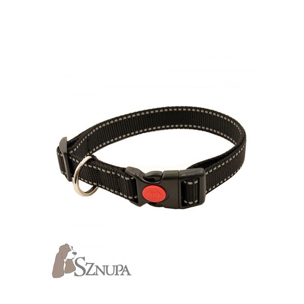 DINO OBROŻA TAŚMA ODBLASKOWA Z ZAPINKĄ 15MM/30-50CM - CZARNA