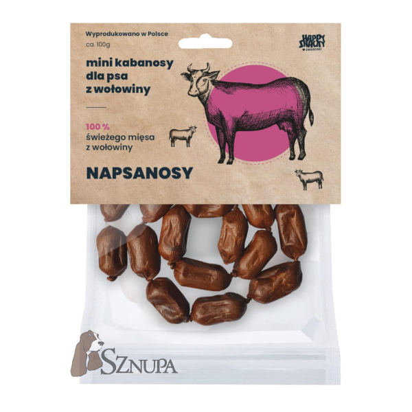 HAPPY SNACKY NAPSANOSY MINI Z WOŁOWINY 100G 18SZT