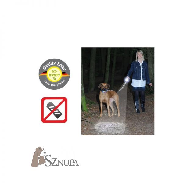 PATENTO PET SMYCZ CZARNA ODBLASKOWA - Z CZERWONĄ LATARKĄ SOLARNĄ