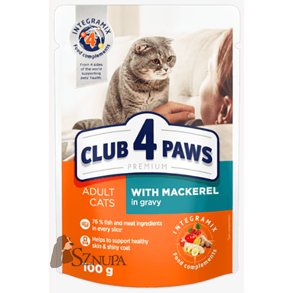 CLUB 4 PAWS ADULT CATS WITH MACKEREL IN GRAVY - 100G